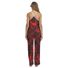 Red Brush Art Pajamas Sets For Women Sleepwears Combo
