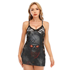 Cinder Skull Art Women's Black Lace Cami Dress Babydolls Nightgowns