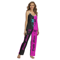 Purple Skull Nightmare Cami Pajamas Sets For Women Sleepwears Combo