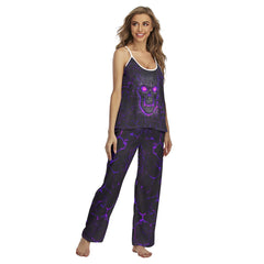 Purple Skull Lava Pajamas Sets For Women Sleepwears Combo