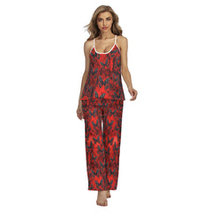 Red Butterfly Skull Grunge Cami Pajamas Sets For Women Sleepwears Combo