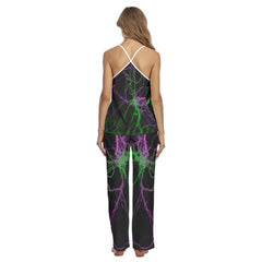 Green Couple Art Pajamas Sets For Women Sleepwears Combo