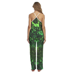 Green Brush Art Pajamas Sets For Women Sleepwears Combo