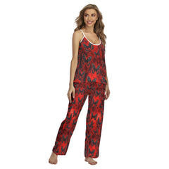 Red Butterfly Skull Grunge Cami Pajamas Sets For Women Sleepwears Combo