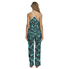 Cyan Skull Pattern Pajamas Sets For Women Sleepwears Combo