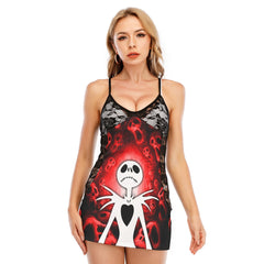 Red Skeleton Midnight Women's Black Lace Cami Dress Babydolls Nightgowns
