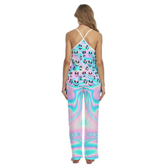 Holographic Pattern Pajamas Sets For Women Sleepwears Combo