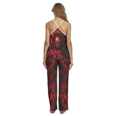 Red Skull Retro Pajamas Sets For Women Sleepwears Combo
