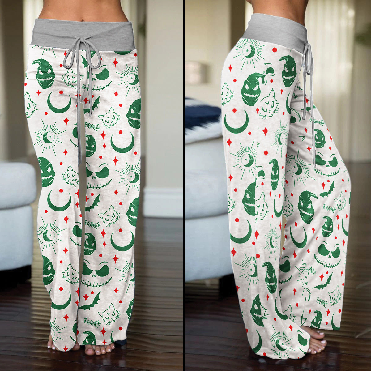 Cool Christmas Nightmare Theme Women's High-waisted Wide Leg Pants | Wonder Skull