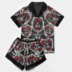 Couple Skeleton Gothic Pattern Women's Pajama Sets Top Sleeve & Short Bottom