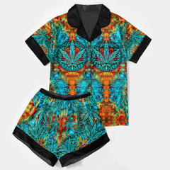 Abstract PsyFire Leafscape Women's Pajama Sets Top Sleeve & Short Bottom