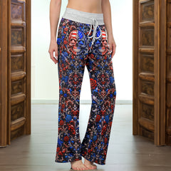 Baroque American Skull Women's High-waisted Wide Leg Pants