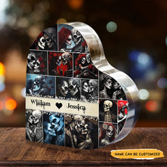 The External Love - Customized Skull Couple Crystal Heart Anniversary Gifts