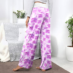 Pink Skull Cloud Pattern Women's High-waisted Wide Leg Pants
