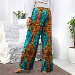 Abstract Skull Leaf Artwork Women's High-waisted Wide Leg Pants