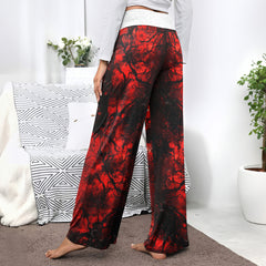 Red Skull Horror Women's High-waisted Wide Leg Pants