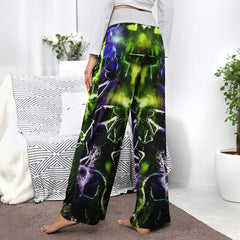 Green Purple Emo Art Women's High-waisted Wide Leg Pants