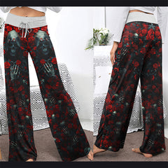 Skull Death Gothic Women's High-waisted Wide Leg Pants | Wonder Skull