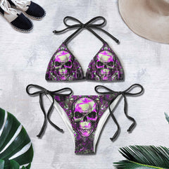 Vintage Skull Gothic Micro Triangle Bikini Swimsuit - Wonder Skull