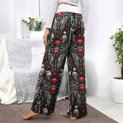 Deadly Romance Pattern Women's High-waisted Wide Leg Pants