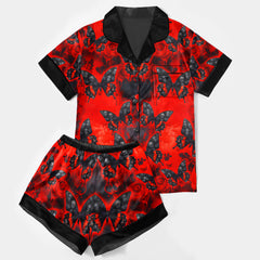 Butterfly Skull Red Pattern Women's Pajama Sets Top Sleeve & Short Bottom