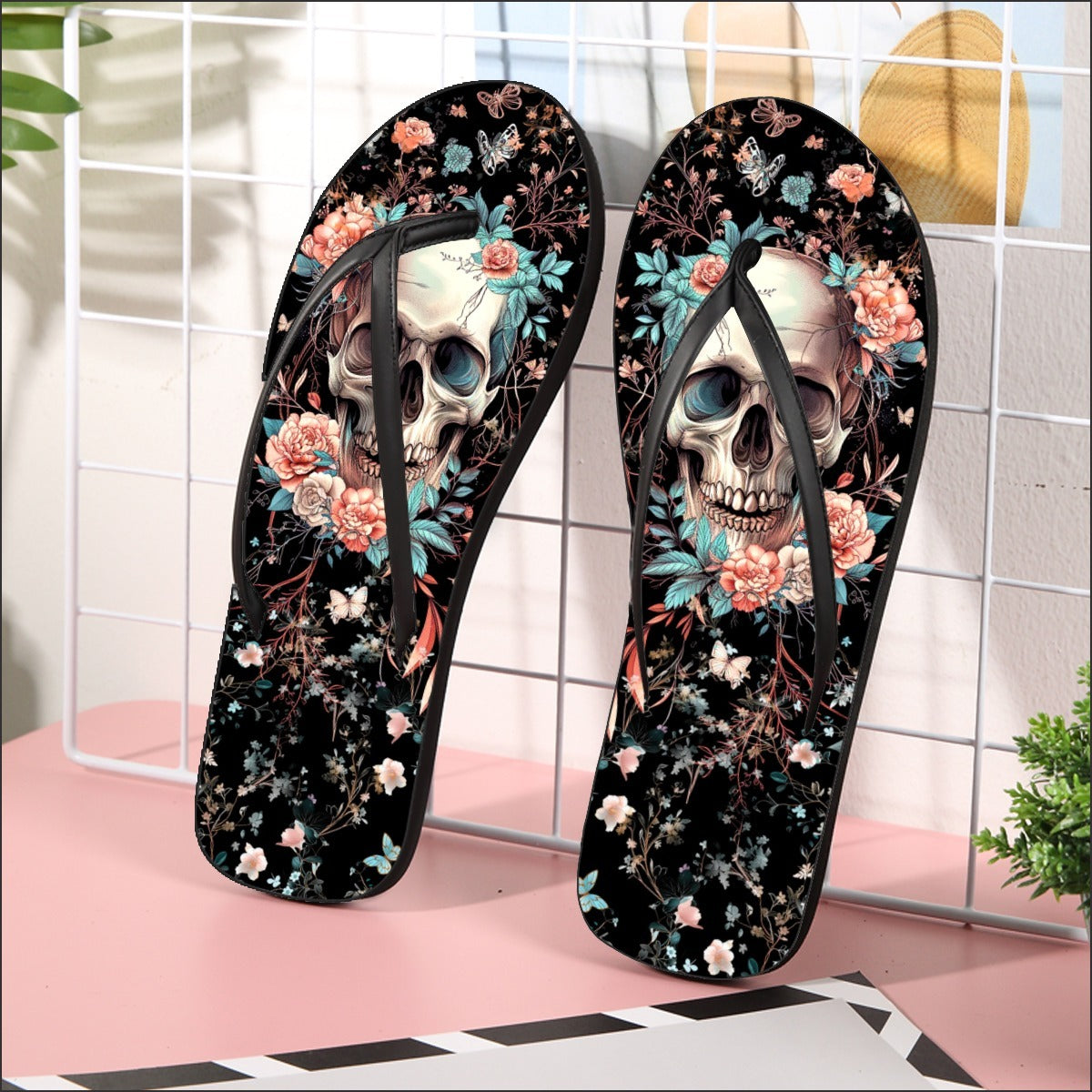 Image of a pair of beach flip flops with a sleek design, featuring a comfortable yoga mat footbed, non-slip sole, and water-friendly materials. Perfect for summer outings, beach walks, and casual occasions.