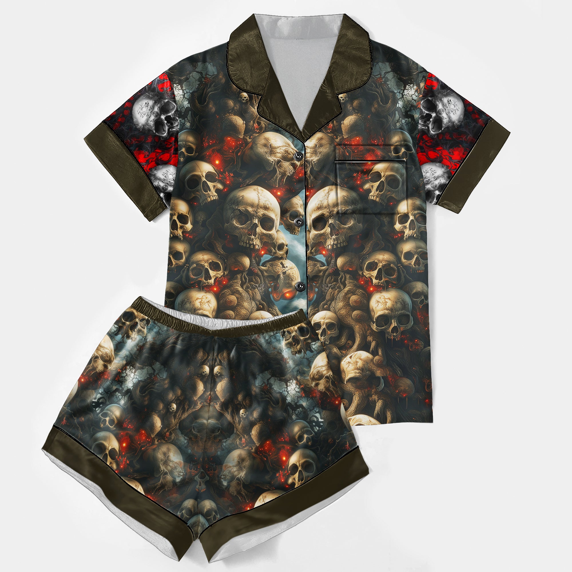 Chic and stylish women's pajama set with unique design prints and statement sleeves, Soft and luxurious fabrics make this pajama set perfect for bedtime or lounging at home.