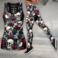 Vintage Skull Rose Art Tanktop and Leggings