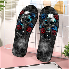 Image of a pair of beach flip flops with a sleek design, featuring a comfortable yoga mat footbed, non-slip sole, and water-friendly materials. Perfect for summer outings, beach walks, and casual occasions.