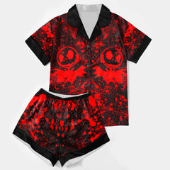 Red Brush Art Women's Pajama Sets Top Sleeve & Short Bottom