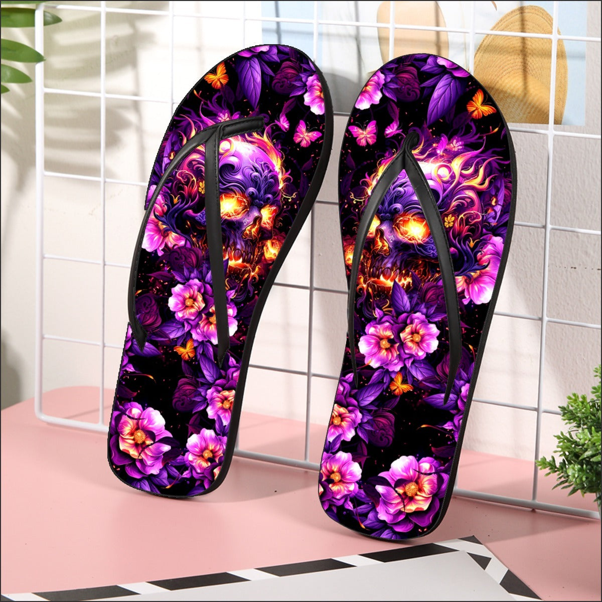 Image of a pair of beach flip flops with a sleek design, featuring a comfortable yoga mat footbed, non-slip sole, and water-friendly materials. Perfect for summer outings, beach walks, and casual occasions.
