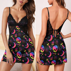 Galaxy Magic Skull Gothic & Punkrock Women's Sleepwear | Lace Cami Dress Nightgowns