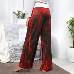 Bloodlust Skull Art Women's High-waisted Wide Leg Pants