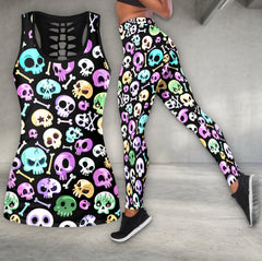 Pastel Punk Skulls Pattern Tanktop and Leggings