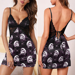 Dark Skull Gothic & Punkrock Women's Sleepwear | Lace Cami Dress Nightgowns