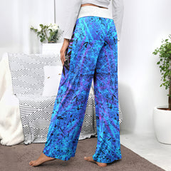 Blue Abstract Skeleton Women's High-waisted Wide Leg Pants