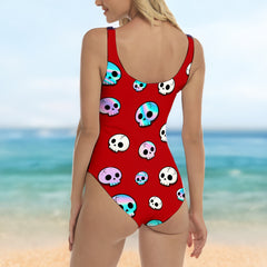 One Piece Bikini Holographic Skull Drift Print Swimwear