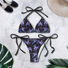 Dark Thunder Skul Pattern Micro Triangle Bikini Swimsuit - Wonder Skull