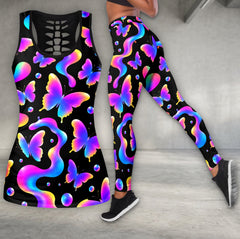Neon Holographic Butterfly Wave Tanktop and Legging