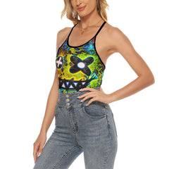 Rainbow Emo Skull Gothic Backless tanktop and Wide Pants - Wonder Skull