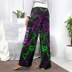 Green Couple Moon Women's High-waisted Wide Leg Pants