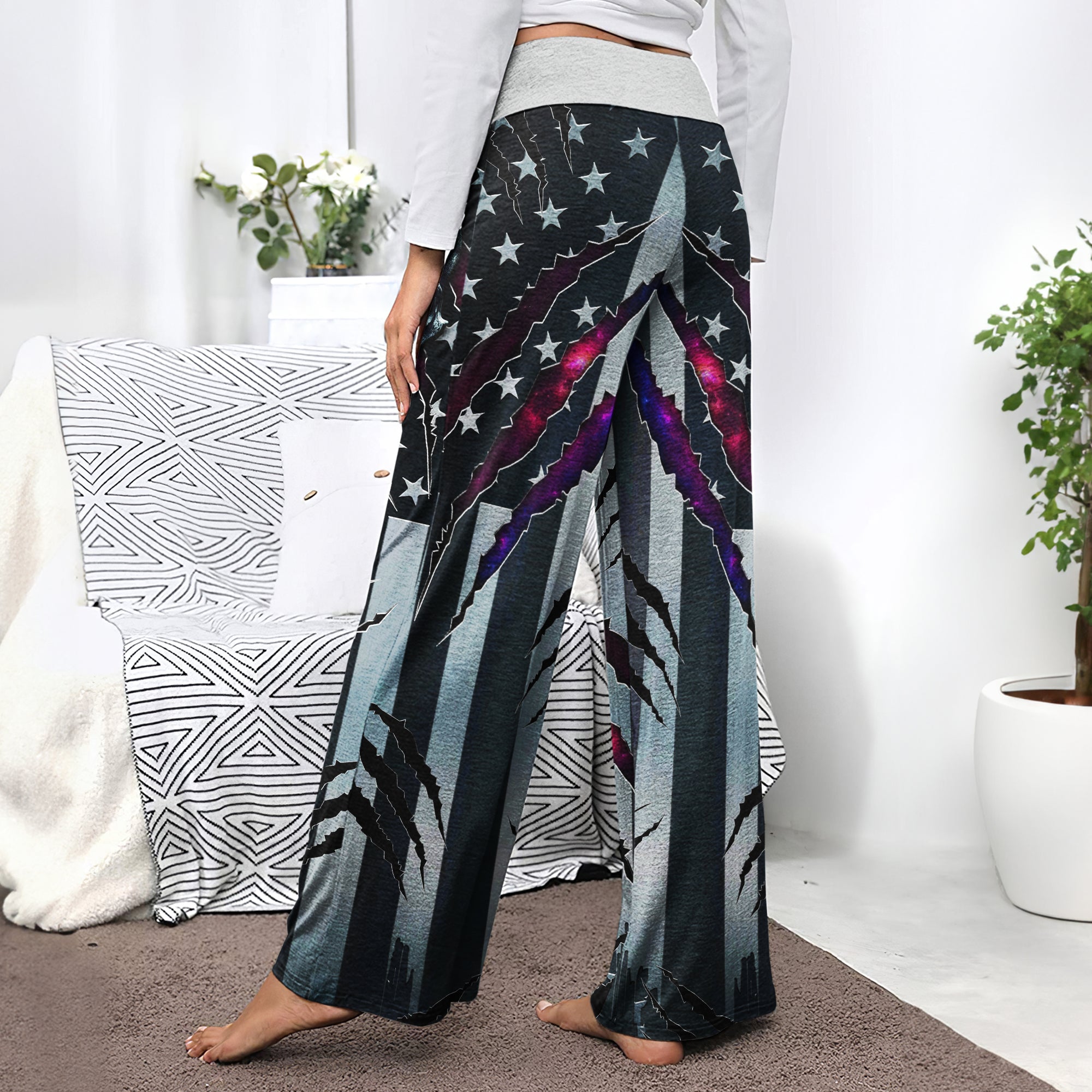 Metal Scary Skull Art Women's High-waisted Wide Leg Pants | Wonder Skull