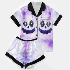 Purple Face Watercolor Women's Pajama Sets Top Sleeve & Short Bottom