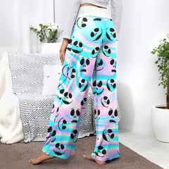 Holographic Pattern Women's High-waisted Wide Leg Pants