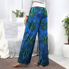 Flaming Skull Leaf Women's High-waisted Wide Leg Pants