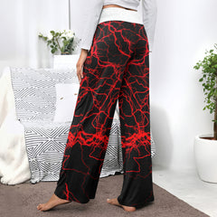 Red Hellfire Skull Requiem Women's High-waisted Wide Leg Pants