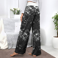 Red Skull Leaf Art Women's High-waisted Wide Leg Pants