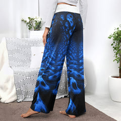 Infinite Blue Skull Art Women's High-waisted Wide Leg Pants