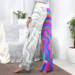 Holographic Melt Face Women's High-waisted Wide Leg Pants