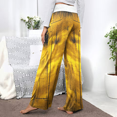 Golden Skull Grunge Art Women's High-waisted Wide Leg Pants
